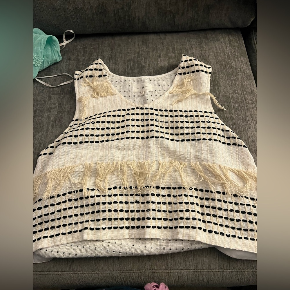 Lou and Gray Striped Fringe Knit Tank Top
Size medium, NWOT